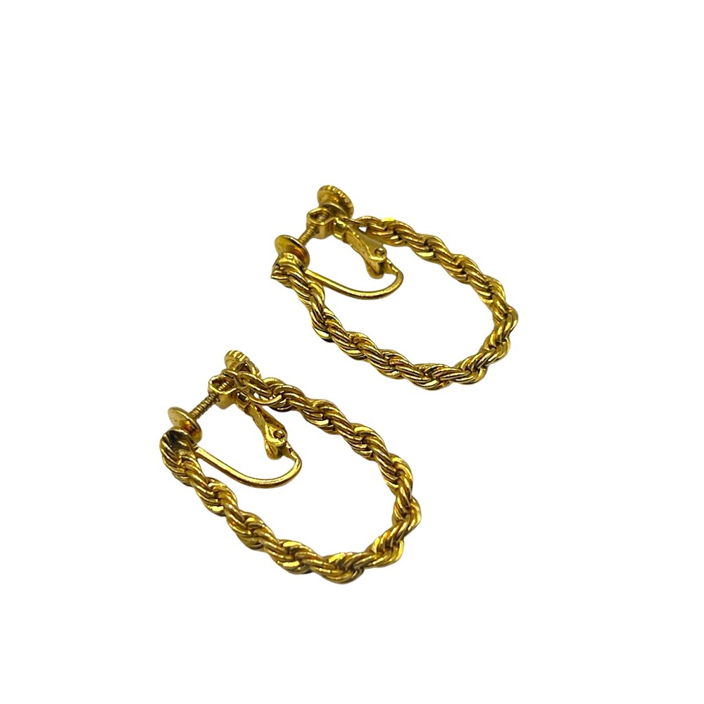 Vintage Napier gold chain screw back earrings